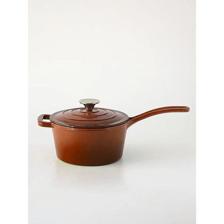 Cacerola Feuer Hierro Enlozado con Mango y Tapa 18 cm Moca