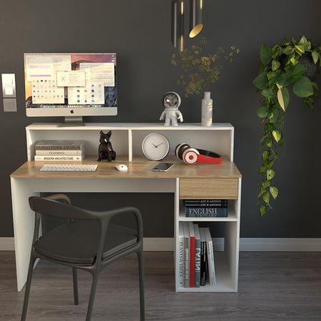 Escritorio con Repisa DS Home Blanco Olmo 135x75x60 cm
