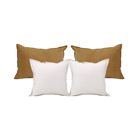 Combo 4 fundas de Tusor con cierre combinados Ocre y offwhite