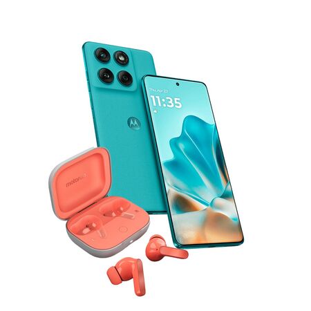 Combo Moto Edge 60 Fusion 8+256GB Amazonite + Moto Buds Guitar Peach Pink