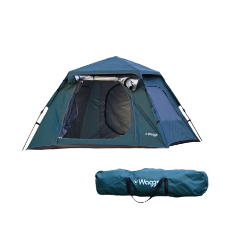 Carpa Autoarmable 2 Ventanas Waggs Impermeable Con Alero Verde