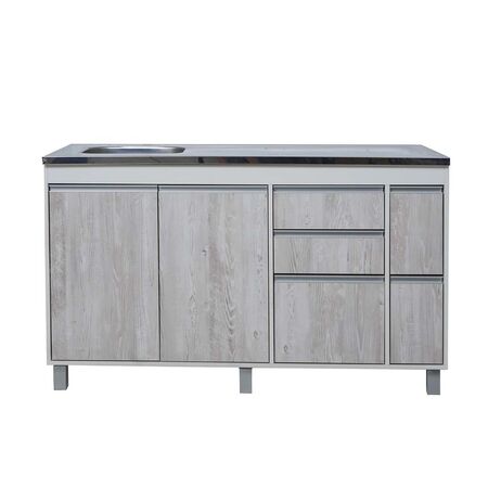 BAJO MESADA SORRENTO DE COCINA 140 PINO CASCINA GRIS