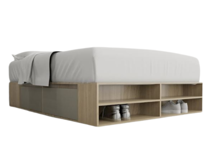 Base Cama Box Linea Minimal 1.40m 4 Cajones Con Estantes 6442 Olmo/Gris C Tables - Vista 2