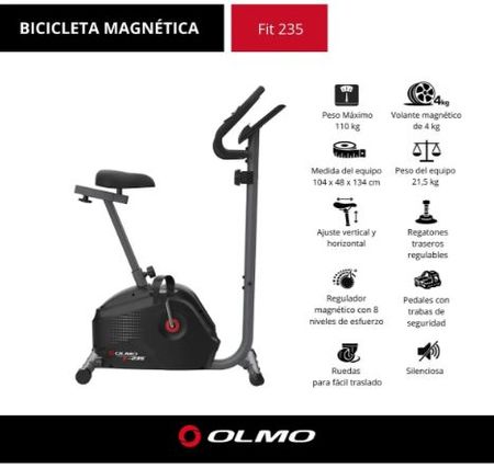 EQUIPO DE GIMNASIA OLMO FITNESS BICICLETA MAGNETICA FIT 235
