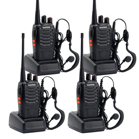 Handy Baofeng BF-888S Kit x4 5w 16CH UHF Hasta 10km + 8 Baterías y 4 Manos Libres