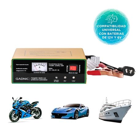 Cargador Automático de Batería Gadnic para Vehículos Tensión 6V 12V