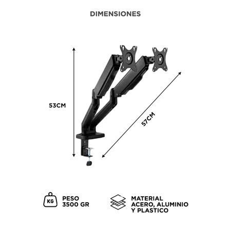 Brazo De Monitor Dual Gadnic Soporte Con Resorte Mecánico 