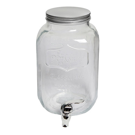 Dispenser Vidrio 4 L Tapa A Rosca Plata C Canilla Jarra Agua