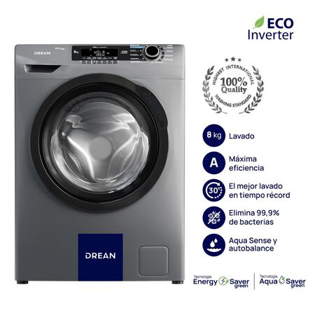 Lavarropas Automatico Drean Lcfdr0814sg 8kg 1400rpm Inverter Gris