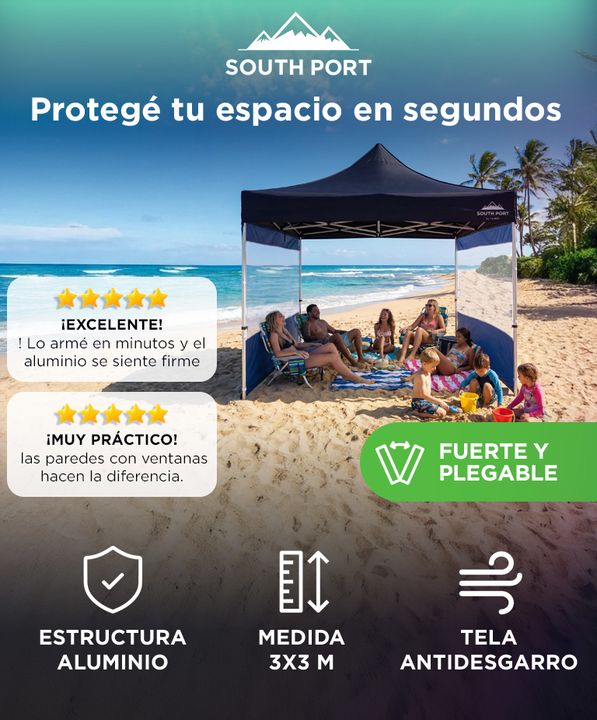 Gazebo Plegable Gadnic 3x3 Aluminio Estructura Hexagonal Impermeable - Vista 2