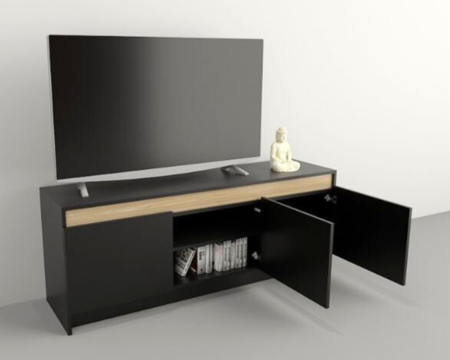 Mesa Tv Linea Home 2 Est 3 Ptas 1151 Negro/Olmo Tables