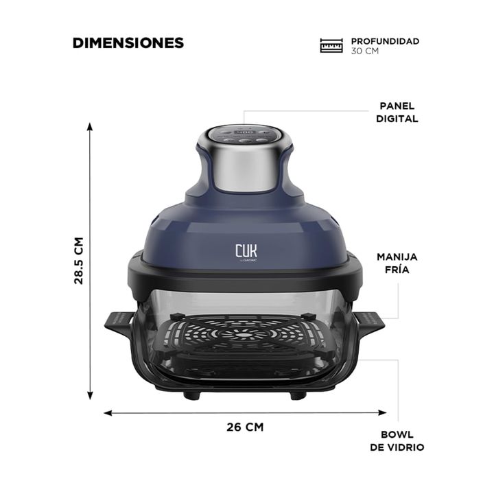 Freidora De Aire CUK By Gadnic Recipiente De Vidrio 4.2L Control Digital 1500W - Vista 6