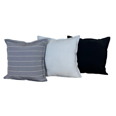 Combo 3 almohadones Tusor 40x40 - Diseño Negro, plomo y perla