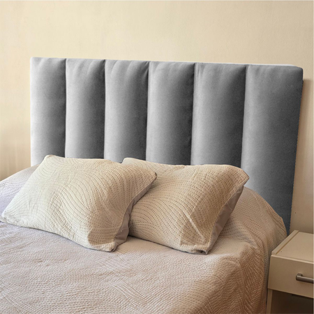 Respaldo de cama 1 plaz y media (100x120 cm) modelo canelon plata