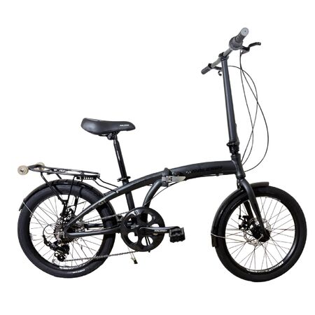 Bicicleta Plegable Raleigh Curve / Negro / Cuadro de aluminio / Frenos a disco mecanico / 6Vel. / Rodado 20".
