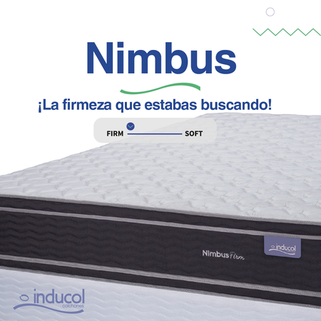 Colchon Inducol Nimbus Firm 1 Plaza y Media 100x190x26 Espuma de Alta Densidad Doble Pillow Extra Firme