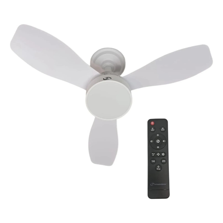 Ventilador De Techo Con Plafón Led Y Control Remoto 60 Cm 50 Hz Blanco Plástico 3