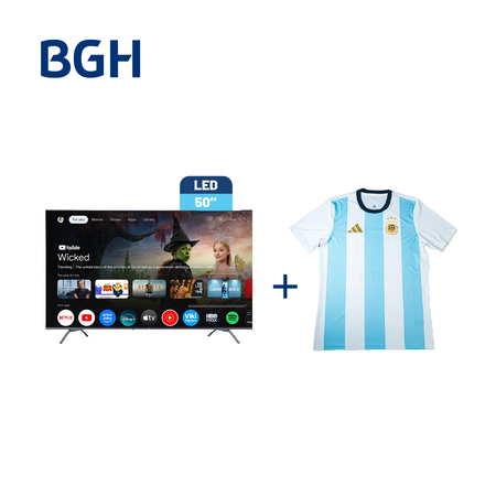 Combo Smart TV BGH 4K UHD 50" Google TV + Camiseta BGH adidas Talle L