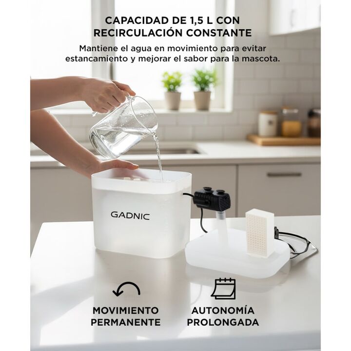 Bebedero Fuente Para Beber Automático Gadnic PET09 Recirculación de Agua (Color Verde) - Vista 5