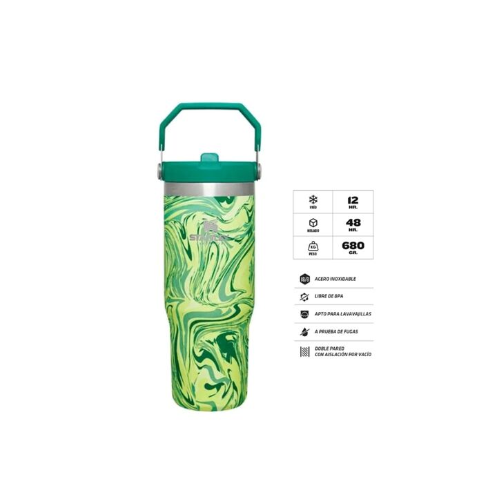 FLIP STANLEY STRAW TUMBLER 887ML CON MANIJA (C:VERDE CLARO Y OSCURO) - Vista 3