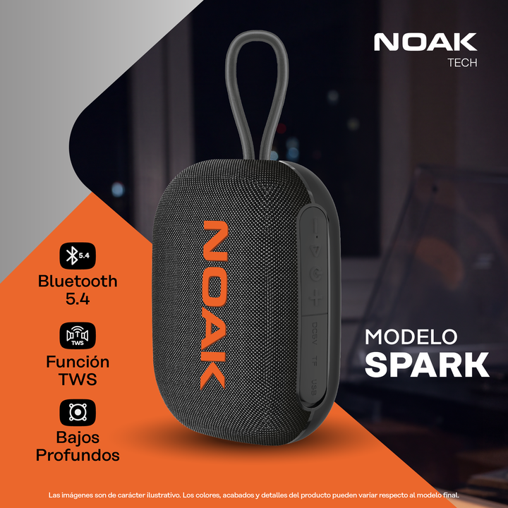 Parlante Portátil Noak Spark Bluetooth Slim 5W RMS - Vista 2