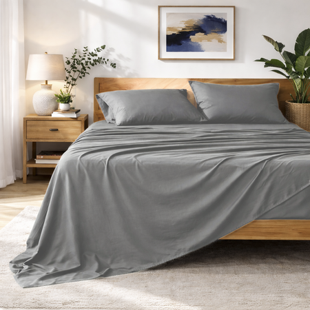 Sabanas Lisas 4 piezas cotton touch 2 1/2 pz Gris