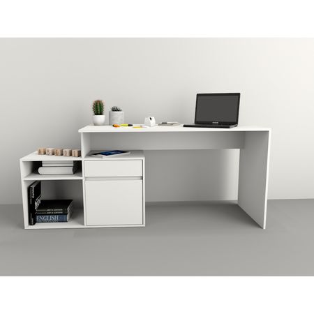 Escritorio Con Mueble Bajo Recto O Esquinero Tables Cod: 3048 Blanco