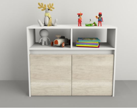 Juguetero Linea Home  2 Caj C/Ruedas 3037 Nevado/Ever Tables