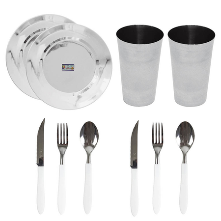 Juego De Vajilla X2 De Acero Inoxidable Para Camping