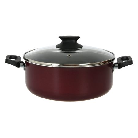 Cacerola Con Tapa Vidrio 24 Cms Antiadherente Aston Bordo