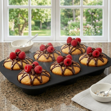 Molde Silicona Muffin Cupcakes Horno Aston Negro