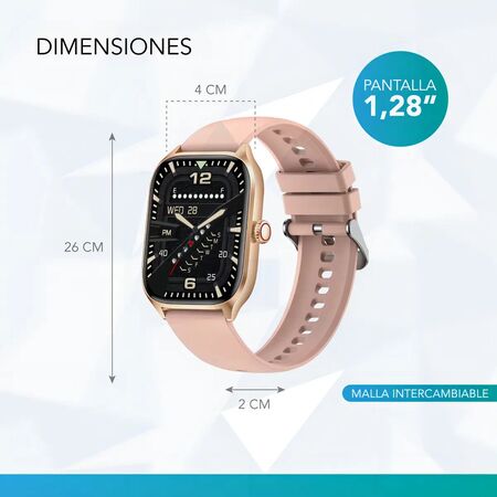 Smartwatch deportivo Nictom NT07 rosa con llamadas, Bluetooth y notificaciones para Android e iOS