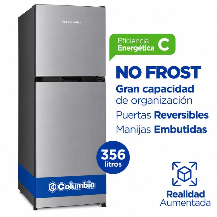 Heladera Columbia No Frost Tradicional 356 L de capacidad- Color Acero CHDA36N/9 - Vista 3