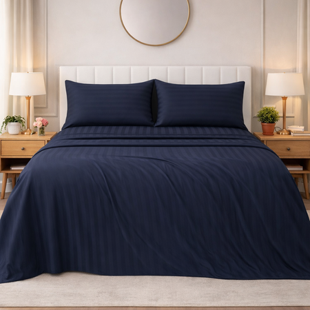 Sabanas premium Dobby 2 1/2 plazas extra suaves Microfibra Blue navy