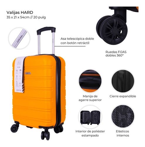 Valija Check In 39907 Naranja Naranja Valija Check In 20 Pulg Carry On Expandible Naranja 39907 - Vista 4
