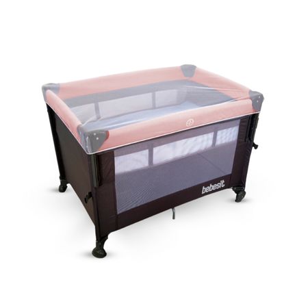 Cuna Colecho Bebesit Rosa/Gris con Mosquitero 2021-B
