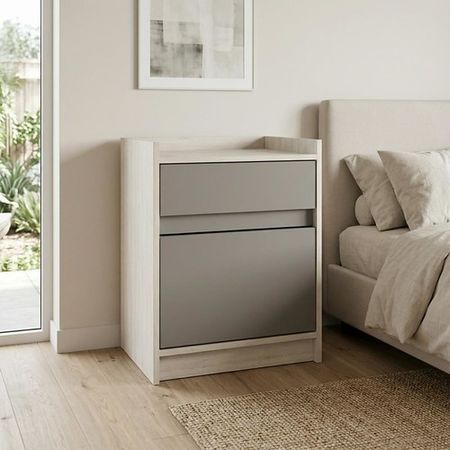 Mesa de Luz 1 Cajon 1 Puerta DS Home Gris 48x64x46 cm