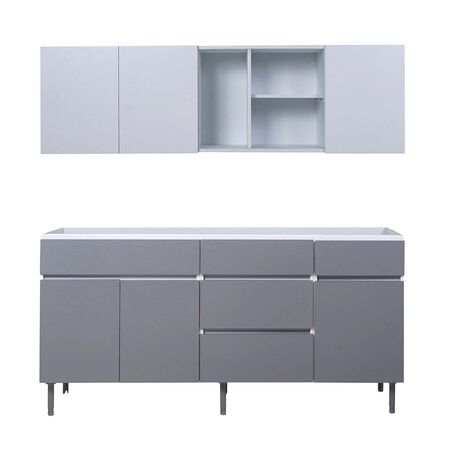 COMBO ALACENA BLANCO NORTE Y BAJOMESADA GRIS POLAR LIVORNO 1,60