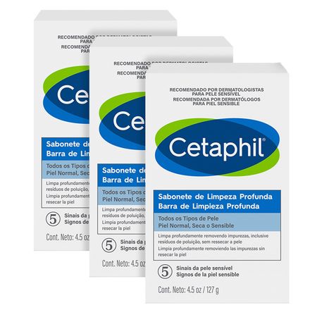 Set Cetaphil Barra De Limpieza Profunda 127g x3 Unidades