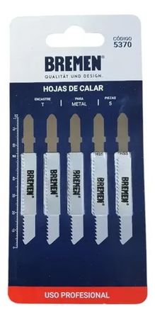 Hojas de Calar Bremen Encastre T Metal T118B Set de 5 Piezas