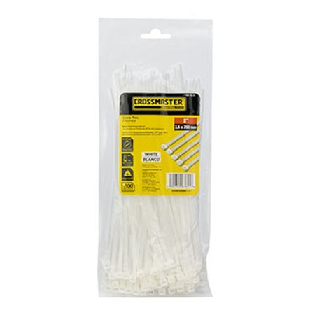 Precintos Nylon Crossmaster 7.2x450mm 100u Blanco