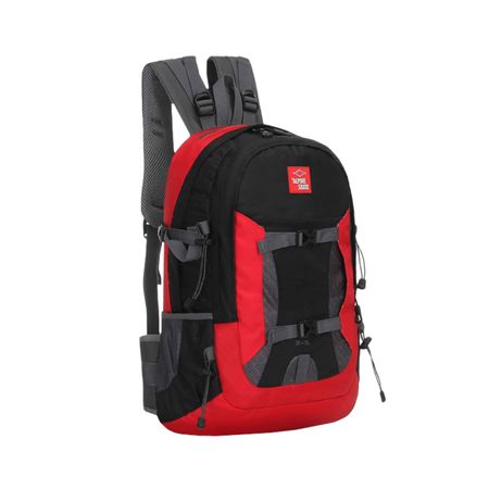 Mochila Alpine Skate Mochilero Camping Unisex Urbana Trekking 35Litros Negra con Rojo
