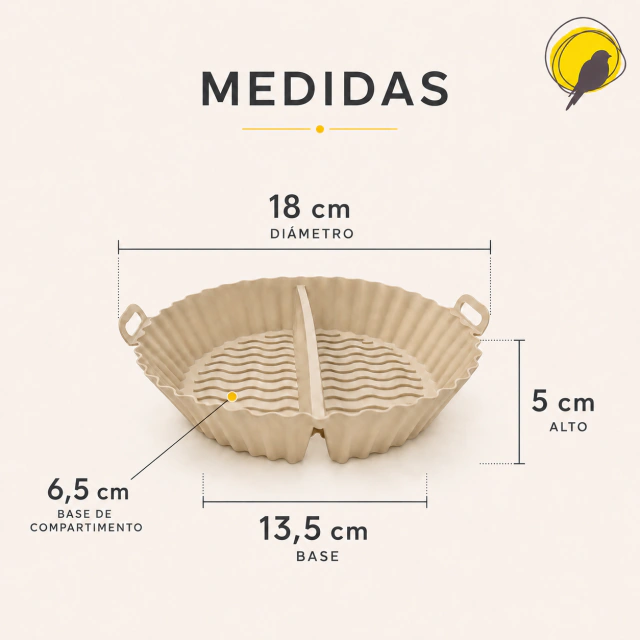 Molde Silicona Doble Air Fryer Horno 18 cm Con Divisor Beige - Vista 2