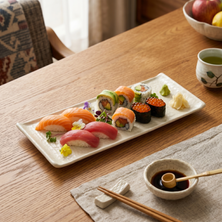 Bandeja Plato Sushi Picadas Cerámica Texturada 33 x 12 cm Organic Aston