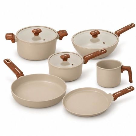 Batería de Cocina Carol Antiadherente 9 Piezas Premium Beige