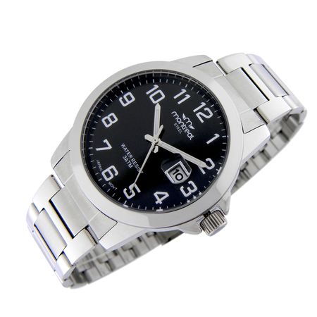 Reloj De Caballero Negro Montreal Calendario Acero