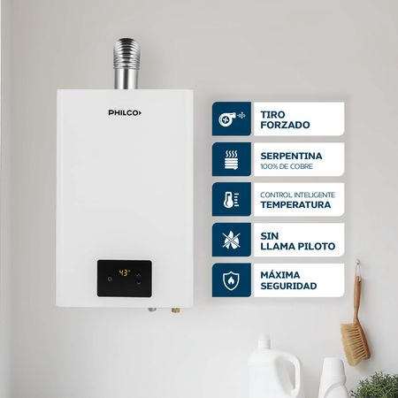 Calefón Philco PHCA14B 14L Gas Natural Sin llama piloto Tiro Forzado Blanco clase A