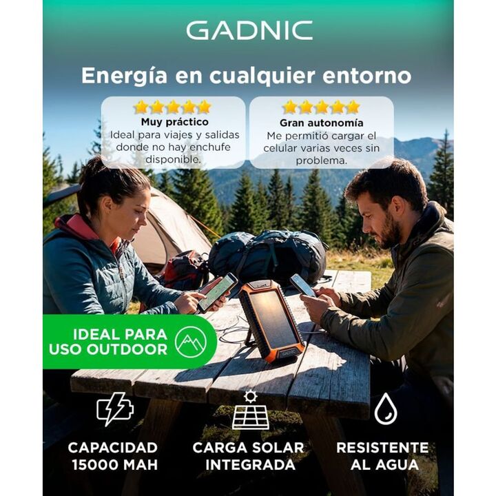 Cargador de Batería Solar Gadnic Power Bank Inalámbrico - Vista 2
