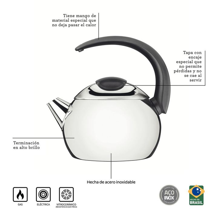 Pava Acero Inoxidable 2.25 Lts Linea Profesional Tramontina 61482/183 - Vista 2
