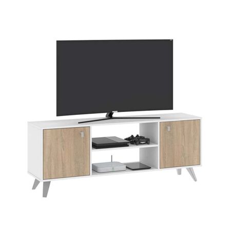 RACK DE TV ESCANDINAVO CON 2 PUERTAS DE 140 CM